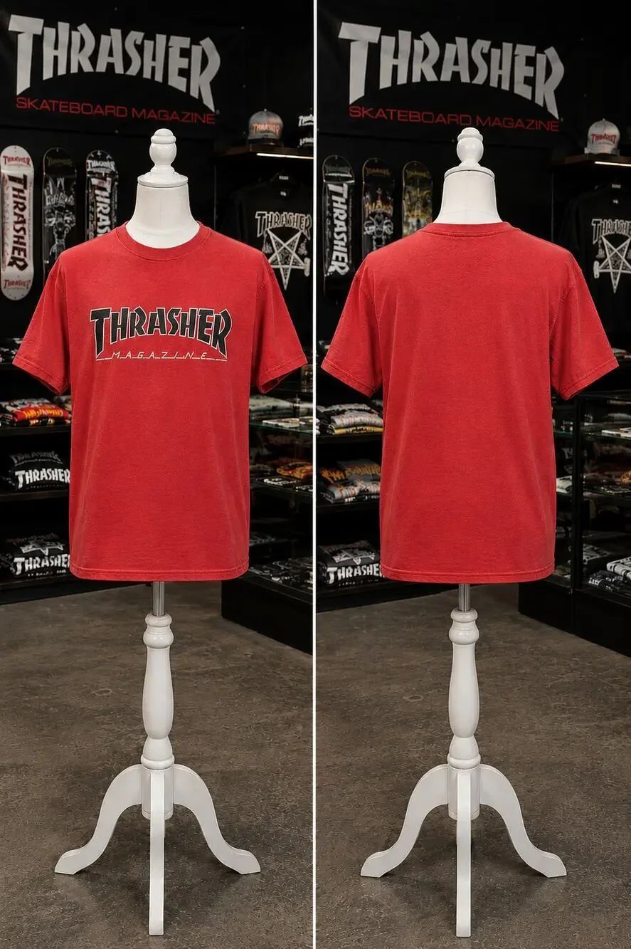Thrasher Magazine Logo T-Shirt Red Skateboarding Tee Size Small